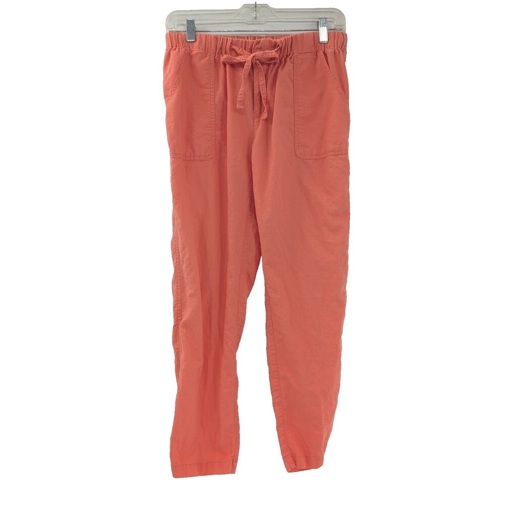 Columbia Coral Pink Womens Linen Straight Leg Tie Waist Pants Size 28"x26.5"
